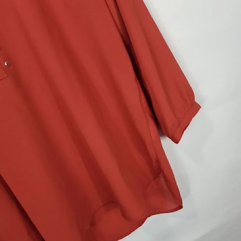 JM Collection Rivet Pleated-Back Blouse - Picture 11 of 12